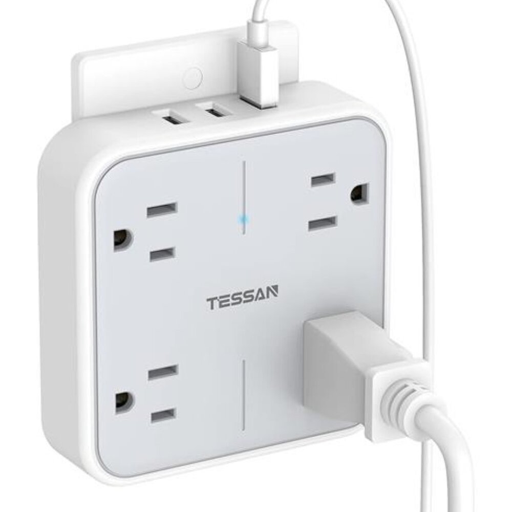 Multi Plug Outlet Extender with USB, TESSAN Surge Protector Splitter 3 USB Wall
